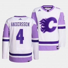 Calgary Flames Rasmus Andersson 2021 HockeyFightsCancer Jersey #4 White Primegreen