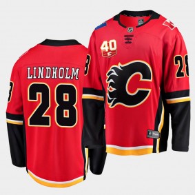 Elias Lindholm #28 Flames 40th Anniversary 2019-20 Home Men's Jersey