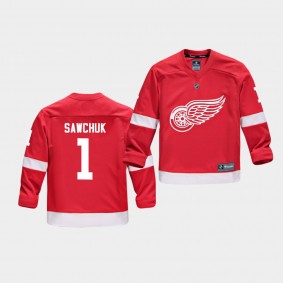 Youth Jersey Terry Sawchuk #1 Detroit Red Wings Replica Player Home Red Wings