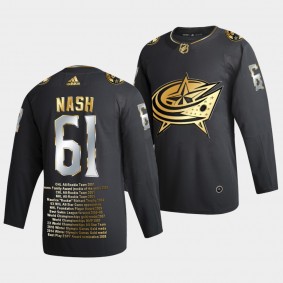 Rick Nash Blue Jackets #61 Career Awards Jersey Black Golden Edition