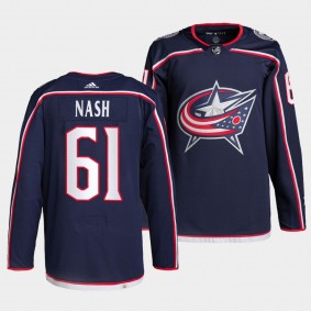 Rick Nash Blue Jackets #61 Retired Number Jersey Navy Authentic