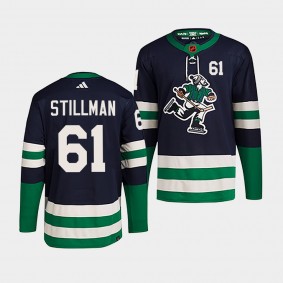 Riley Stillman Vancouver Canucks 2022 Reverse Retro 2.0 Navy #61 Authentic Primegreen Jersey Men's