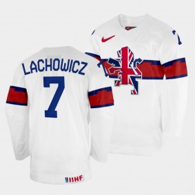 Great Britain 2022 IIHF World Championship Robert Lachowicz #7 White Jersey Home