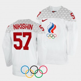 Alexander Nikishin Russia Hockey 2022 Winter Olympics Away Jersey White