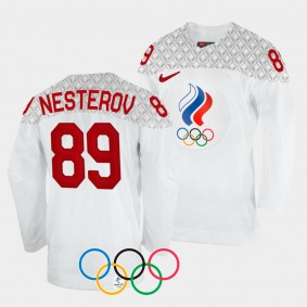 Nikita Nesterov Russia Hockey 2022 Winter Olympics Away Jersey White