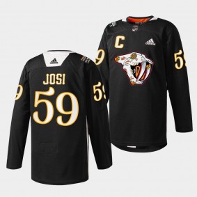 Roman Josi Nashville Predators Hispanic Heritage 2022 Black Jersey #59 Warmup