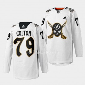 Gasparilla inspired Ross Colton Tampa Bay Lightning White #79 Skull Logo Jersey 2023