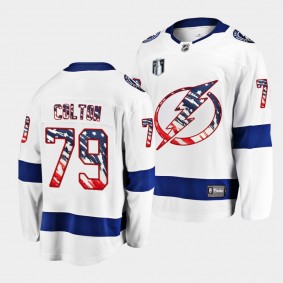 Ross Colton Tampa Bay Lightning Independence Day 2022 White Stars Stripes Flag Jersey