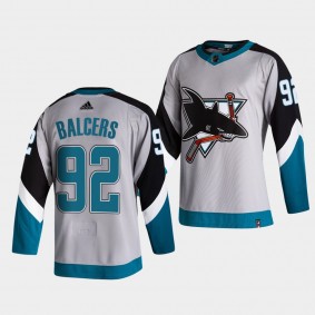 Rudolfs Balcers #92 Sharks 2021 Reverse Retro Gray Jersey