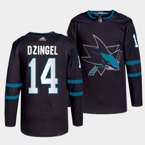 Ryan Dzingel Sharks Alternate Black Jersey #14 Authentic Primegreen