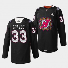 Ryan Graves Devils #33 2022 Hispanic Heritage Night Jersey Black Warm-Up