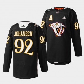 Ryan Johansen Nashville Predators Hispanic Heritage 2022 Black Jersey #92 Warmup