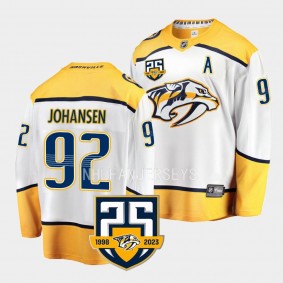 25th Anniversary logo Ryan Johansen Jersey Nashville Predators White #92 Away Men