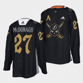 Tampa Bay Lightning Ryan McDonagh Gasparilla inspired #27 Black Jersey Pirate-themed Warmup