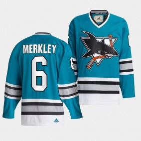 San Jose Sharks Ryan Merkley Team Classics #6 Teal Jersey Authentic