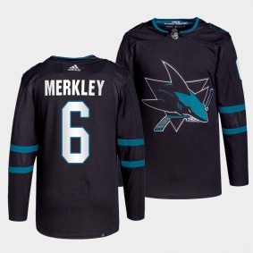 Ryan Merkley #6 Sharks Alternate Black Jersey 2021-22 Authentic Pro