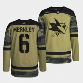 Ryan Merkley San Jose Sharks Military Appreciation Camo Jersey Authentic Practice