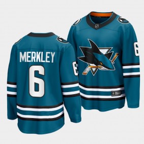 San Jose Sharks #6 Ryan Merkley Home 2022-23 Teal The Evolve Jersey