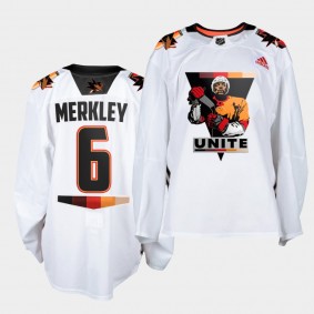 Ryan Merkley San Jose Sharks 2021 Terry Smith Unite White special warmup Men Jersey