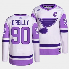 St. Louis Blues Ryan O'Reilly HockeyFightsCancer Jersey #90 White Primegreen Authentic