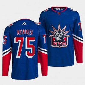 Ryan Reaves New York Rangers 2022 Reverse Retro 2.0 Blue #75 Authentic Primegreen Jersey Men's