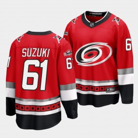 Carolina Hurricanes #61 Ryan Suzuki 25th Anniversary Red Premier Jersey