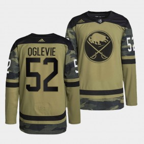 Buffalo Sabres 52 Andrew Oglevie Primegreen Authentic Camo Jersey 2022 Military Appreciation Night