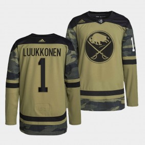 Buffalo Sabres 1 Ukko-Pekka Luukkonen Primegreen Authentic Camo Jersey 2022 Military Appreciation Night