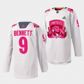 Florida Panthers 2022 Pink in the Rink Sam Bennett #9 White Jersey Warmup