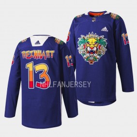 Florida Panthers 2023 Vamos Gatos Sam Reinhart #13 Navy Jersey Warmups