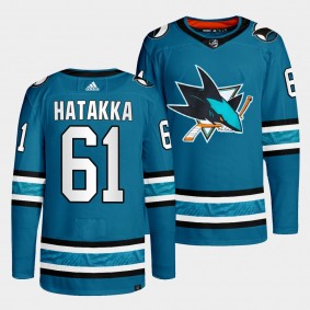 San Jose Sharks 2022-23 Home Santeri Hatakka #61 Teal Jersey Primegreen Authentic