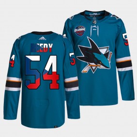 2022 NHL Global Series Scott Reedy San Jose Sharks Czech Republic Challenge #54 Teal Jersey