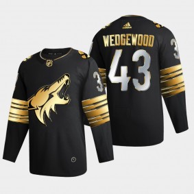 Scott Wedgewood Coyotes #31 Single-game career high 43 Saves Jersey Black Golden Edition