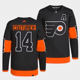 Flyers Alternate Sean Couturier #14 Black Jersey Primegreen Authentic Pro