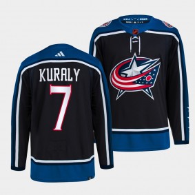 Sean Kuraly Columbus Blue Jackets 2022 Reverse Retro 2.0 Navy #7 Authentic Primegreen Jersey Men's