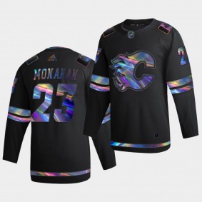 Calgary Flames Sean Monahan 2020-21 Iridescent Holographic Collection Authentic Black Jersey