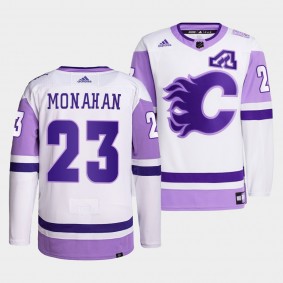 Calgary Flames Sean Monahan 2021 HockeyFightsCancer Jersey #23 White Primegreen