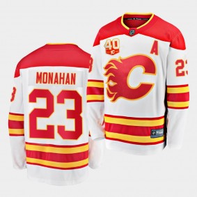 Sean Monahan Calgary Flames 2020-21 Away White 40th Anniversary Men Jersey