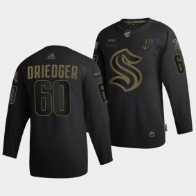 Chris Driedger Seattle Kraken #60 Jersey Military Appreciation Night 2021-22 Black Authentic