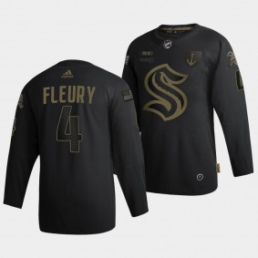 Haydn Fleury Seattle Kraken #4 Jersey Military Appreciation Night 2021-22 Black Authentic