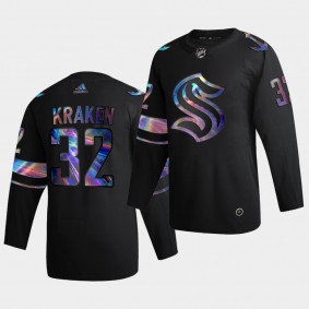 Seattle Kraken Iridescent HWC Collection #32 Black 2021 Limited Jersey