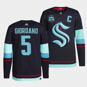 Mark Giordano Seattle Kraken #5 Jersey Home 2021-22 Navy Authentic