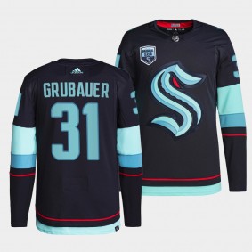 Philipp Grubauer Seattle Kraken #31 Jersey Home 2021-22 Navy Authentic