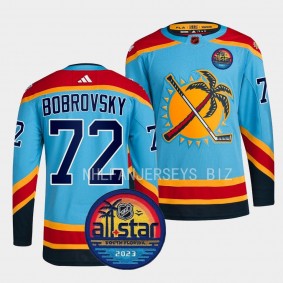 Florida Panthers 2023 All-Star Patch Sergei Bobrovsky #72 Blue Reverse Retro Jersey Men's