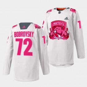 Florida Panthers 2022 Pink in the Rink Sergei Bobrovsky #72 White Jersey Warmup