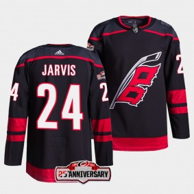 Seth Jarvis #24 Carolina Hurricanes 2022-23 Authentic Home Black Jersey 25th Anniversary