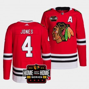 Milwaukee Home Away From Home Seth Jones Chicago Blackhawks Primegreen #4 Red Jersey