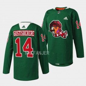 Arizona Coyotes 2022 Howliday Shayne Gostisbehere #14 Green Jersey Warmup