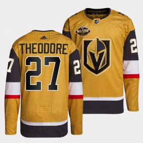 Shea Theodore #27 Golden Knights Authentic Primegreen Gold Jersey 2022 All-Star