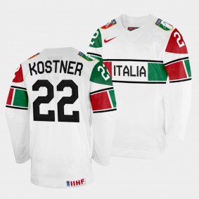 Italy 2022 IIHF World Championship Simon Kostner #22 White Jersey Home